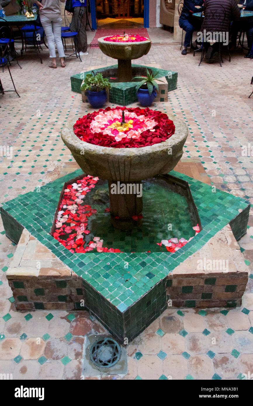Multi-Color Moroccan Mosaic Tile Water Fountain with an Arch Top