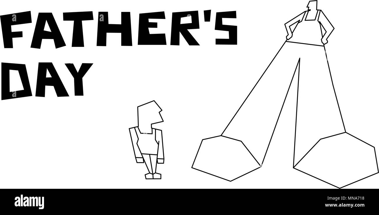 father and son. man and boy. Graphics. poster for father's Day. Constructivism, perspective, cartoon. Comics Stock Vector
