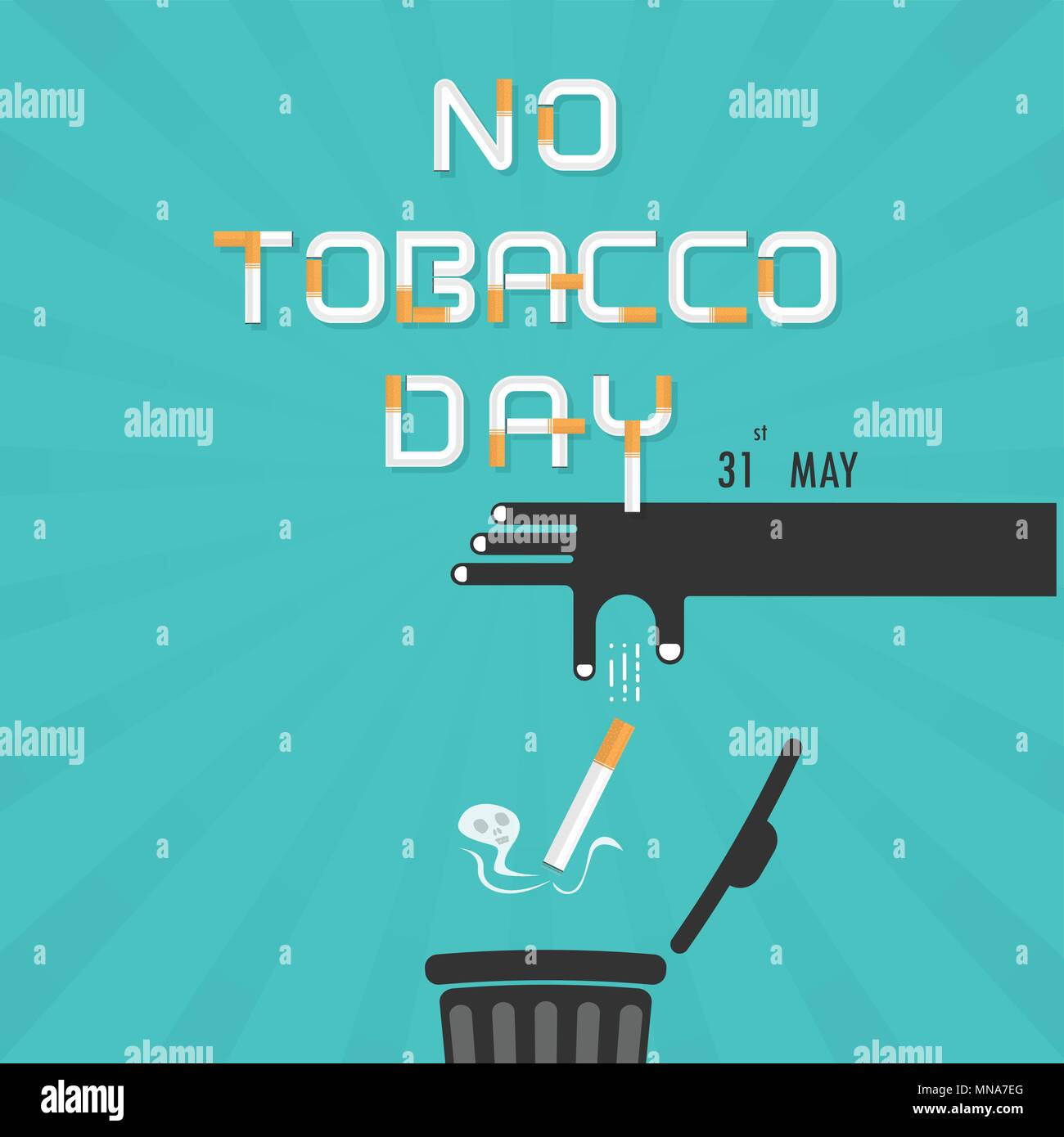 Human hands and Quit Tobacco vector logo design template.May 31st World no tobacco day.No Smoking Day Awareness Idea Campaign for greeting Card,Poster Stock Vector