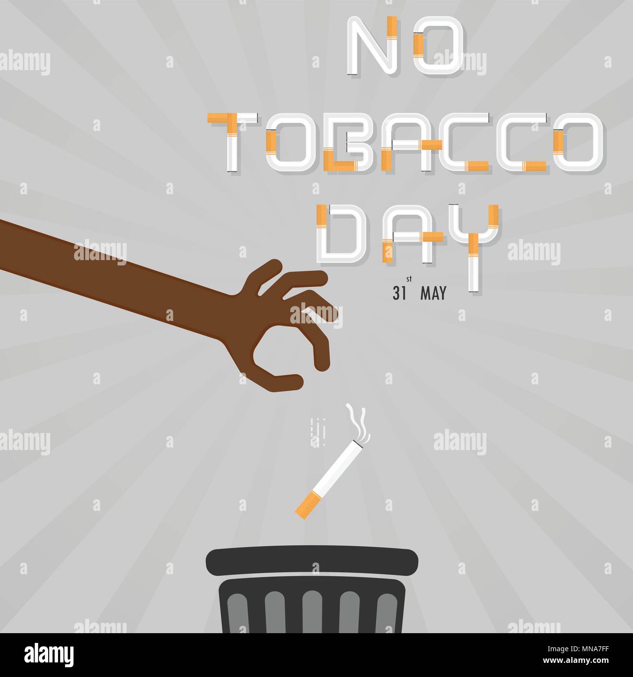 Human hands and Quit Tobacco vector logo design template.May 31st World no tobacco day.No Smoking Day Awareness Idea Campaign for greeting Card,Poster Stock Vector