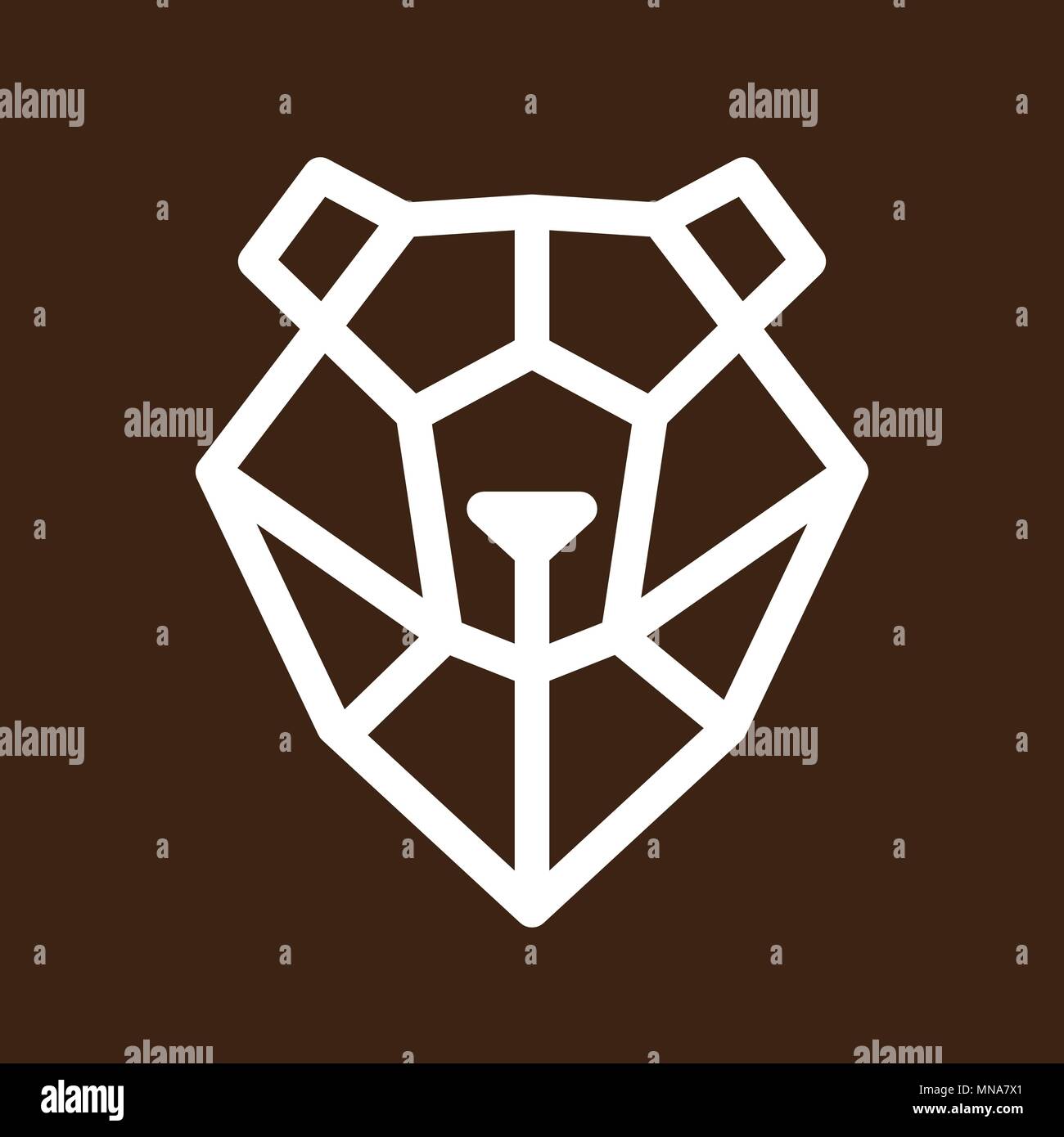 linear head of bear on brown background. lowpoly. Animal symbols. vector icon. Stock Vector