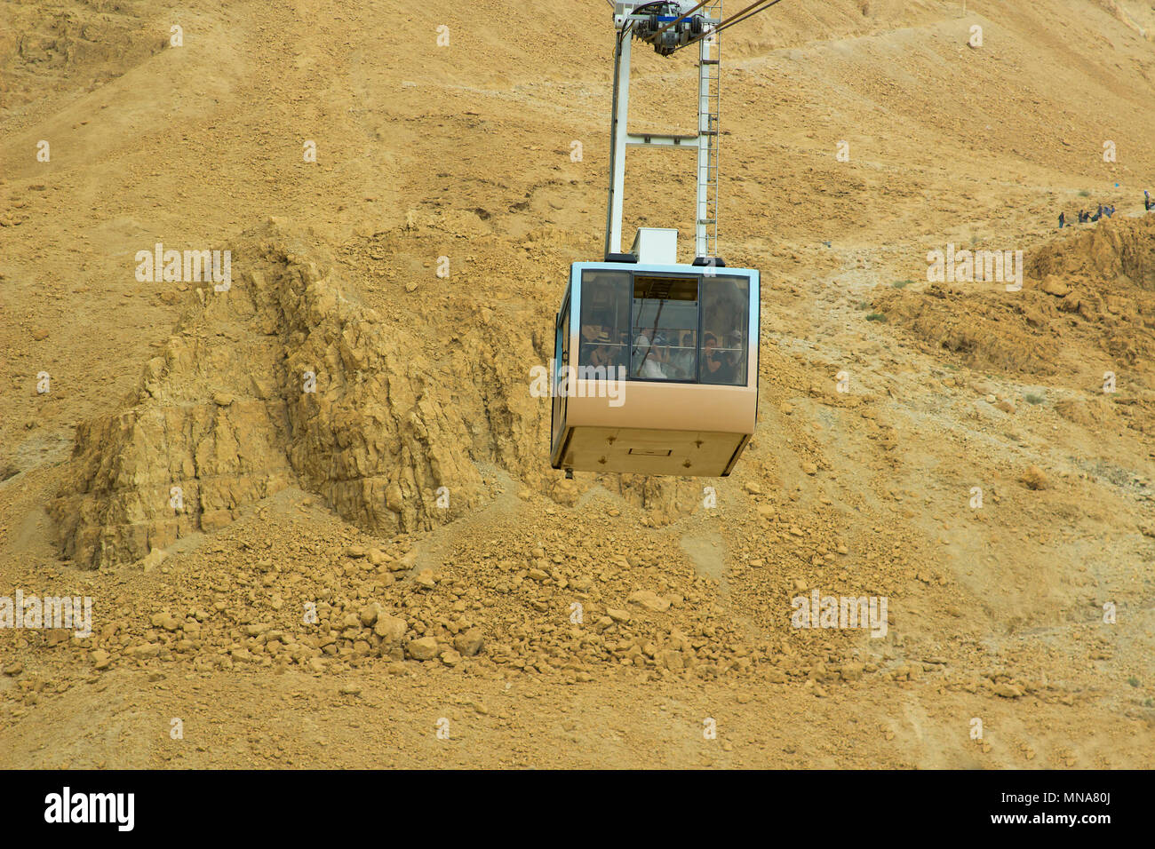 7 May 2018 The famous cable cable car lift to the Masada Clifftop in Souhthern District of Judea Israel Stock Photo