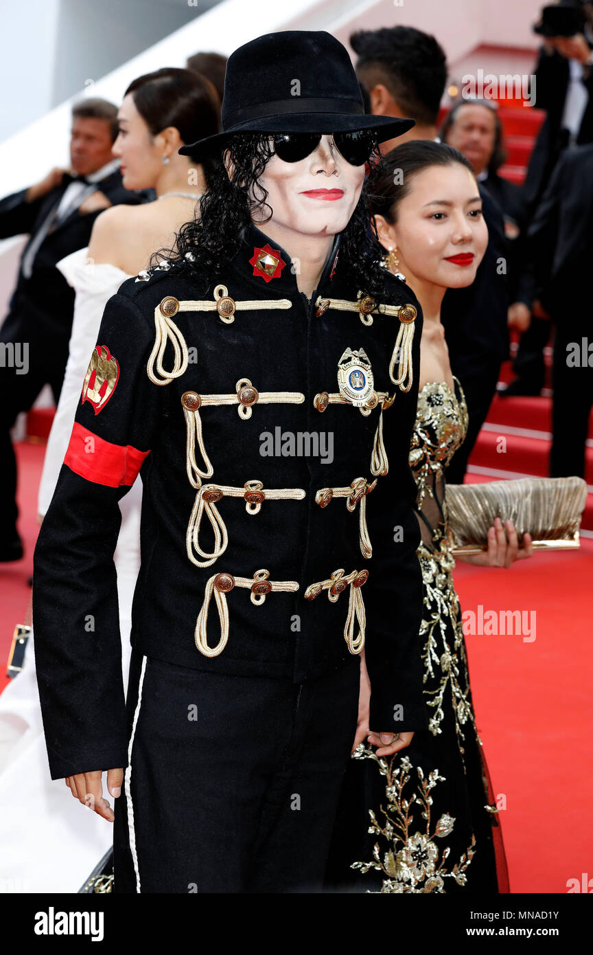 Michael Jackson Impersonator attending the 'Solo: A Star Wars Story' premiere during the 71st Cannes Film Festival at the Palais des Festivals on May 15, 2018 in Cannes, France Stock Photo