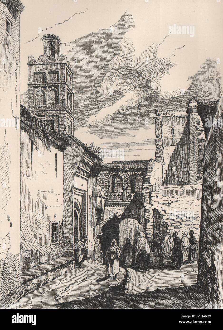 Street view in Tlemcen. Algeria 1885 old antique vintage print picture  Stock Photo - Alamy, image size:938x1390