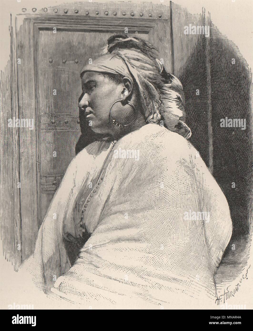 Arab woman of Tangier. Morocco 1885 old antique vintage print picture Stock Photo