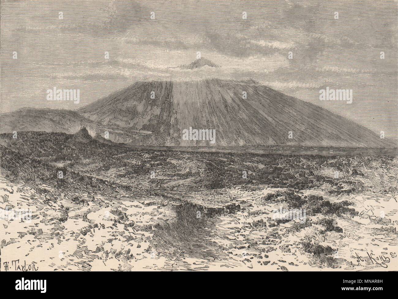 Peak/Pico of Teide, Tenerife - View from the Canadas of the Guanches 1885 Stock Photo