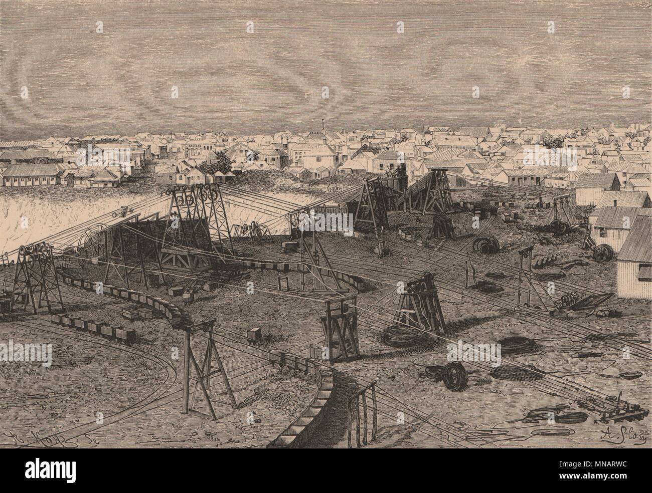 Kimberley and its Diamond Mine. South Africa. Cape Colony 1885 old print Stock Photo