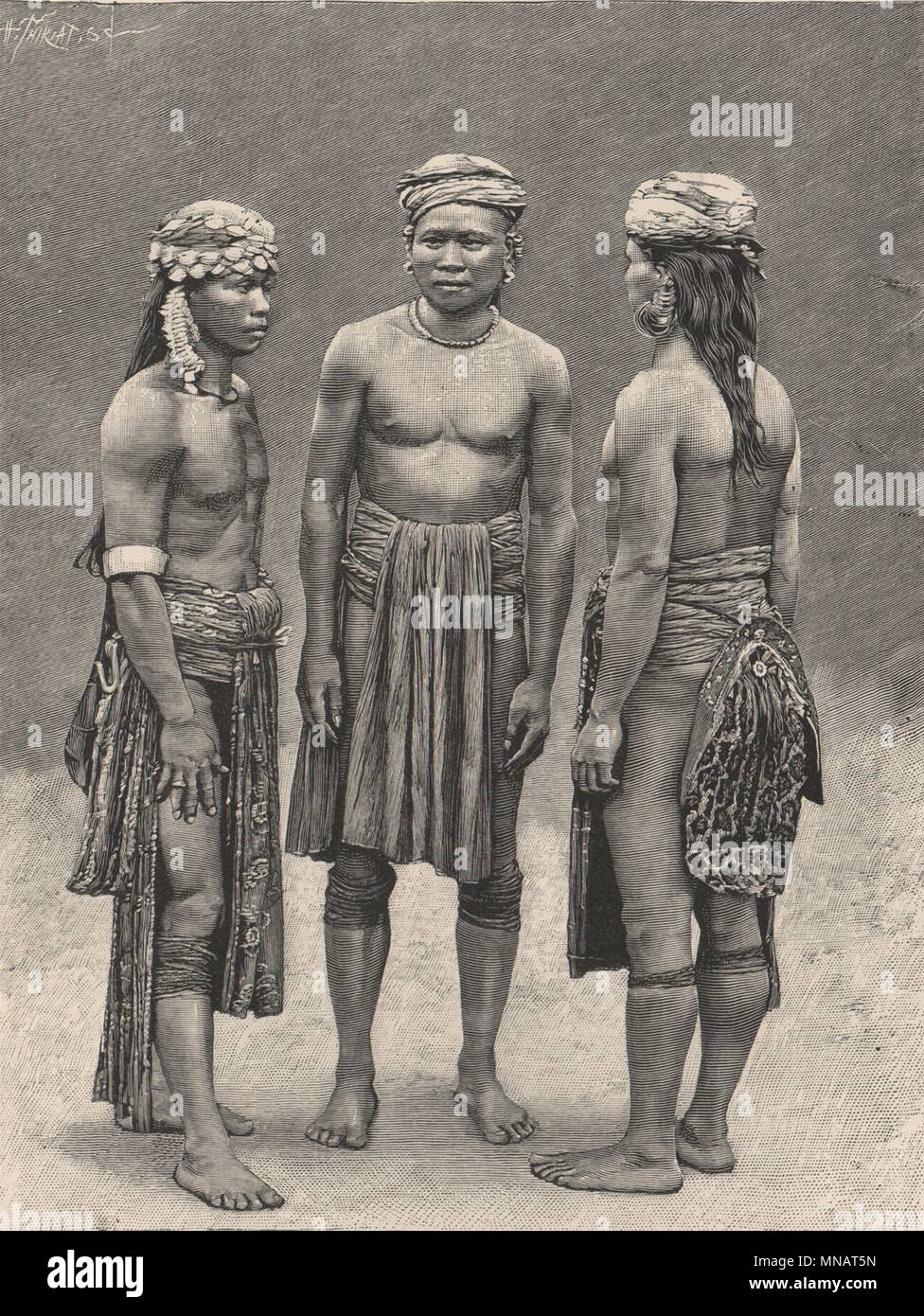 Dayak People Borneo Indonesia East Indies 1885 Old Antique Print   Dayak People Borneo Indonesia East Indies 1885 Old Antique Print Picture MNAT5N 