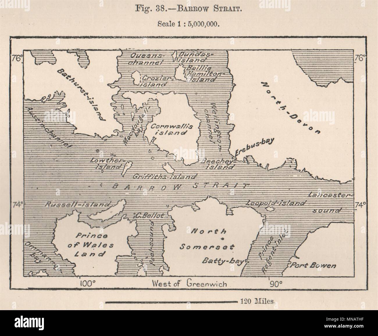 Barrow Strait. Canada. Canadian Arctic Archipelago. Nunavut 1885 old 