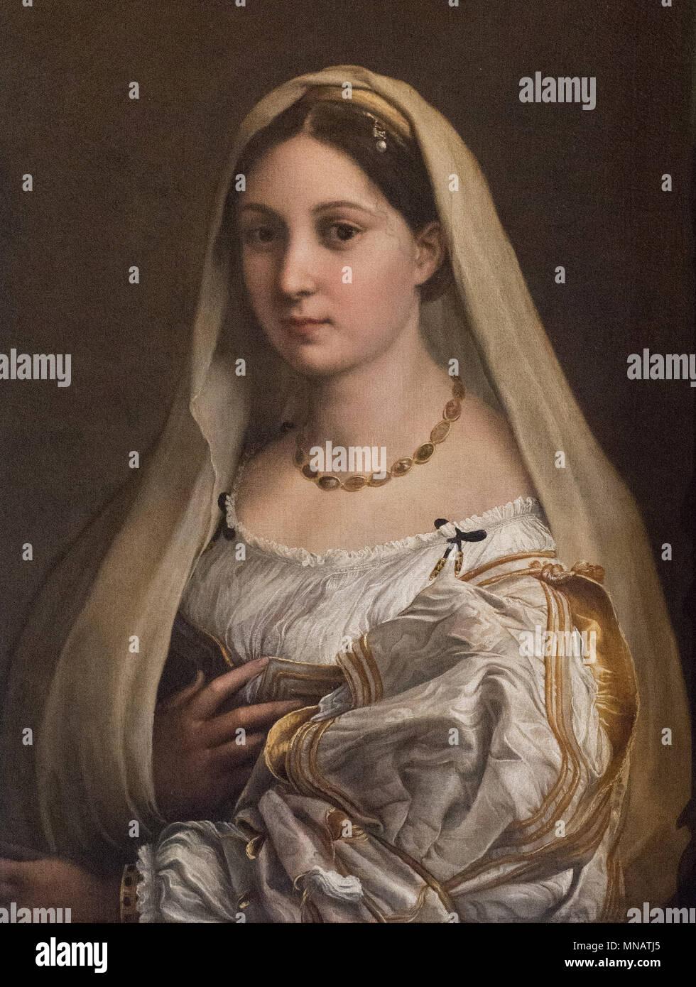 Raffaello Sanzio  - Portrait of a Veiled woman 16th century   - Gallery Pitti Palace Florence Italy Stock Photo
