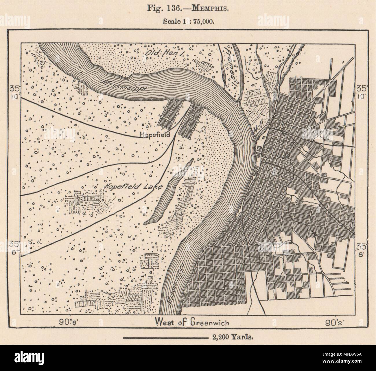 Memphis. Tennessee 1885 old antique vintage map plan chart Stock Photo