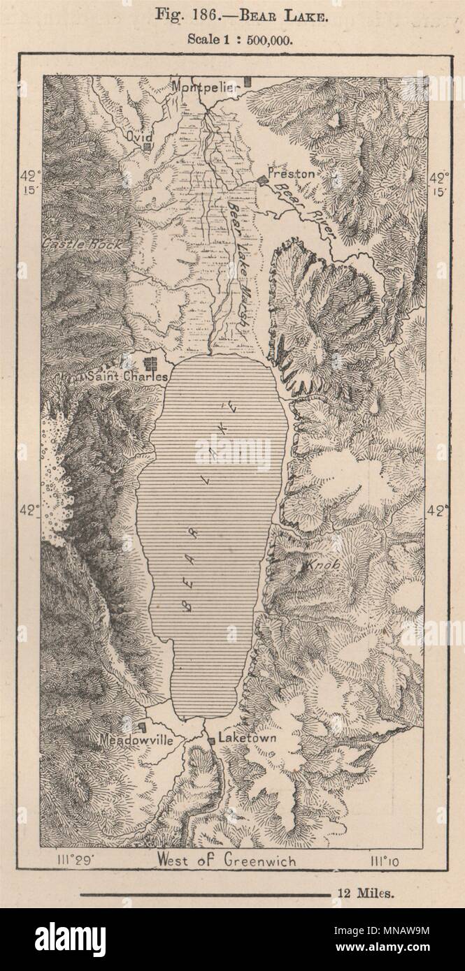 Bear Lake Idaho 1885 Old Antique Vintage Map Plan Chart Stock