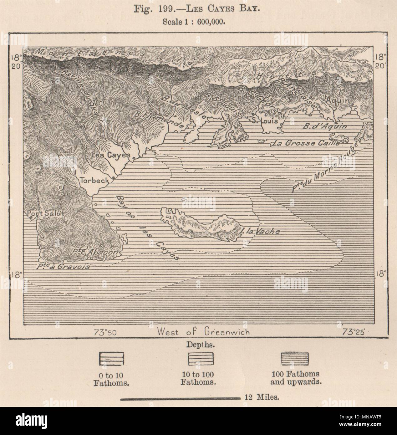 https://c8.alamy.com/comp/MNAWT5/les-cayes-bay-haiti-hispaniola-1885-old-antique-vintage-map-plan-chart-MNAWT5.jpg