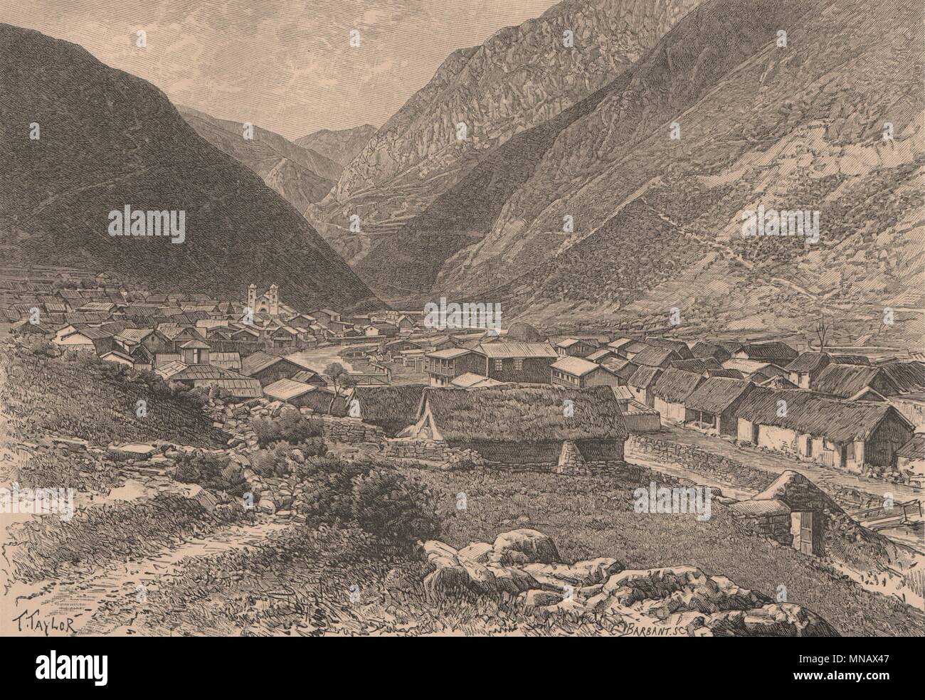 Pueblo de San Mateo, East of Lima. Peru 1885 old antique vintage print picture Stock Photo