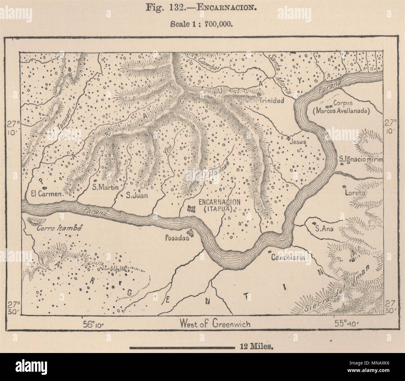Asuncion Paraguay 1885 old antique vintage map plan chart 