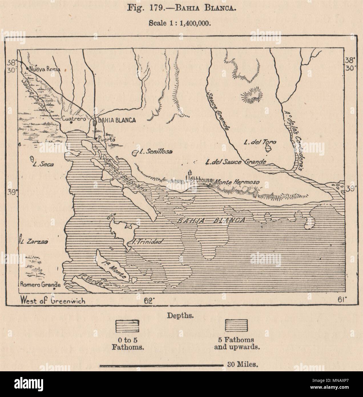Bahia Blanca. Argentina 1885 old antique vintage map plan chart Stock Photo