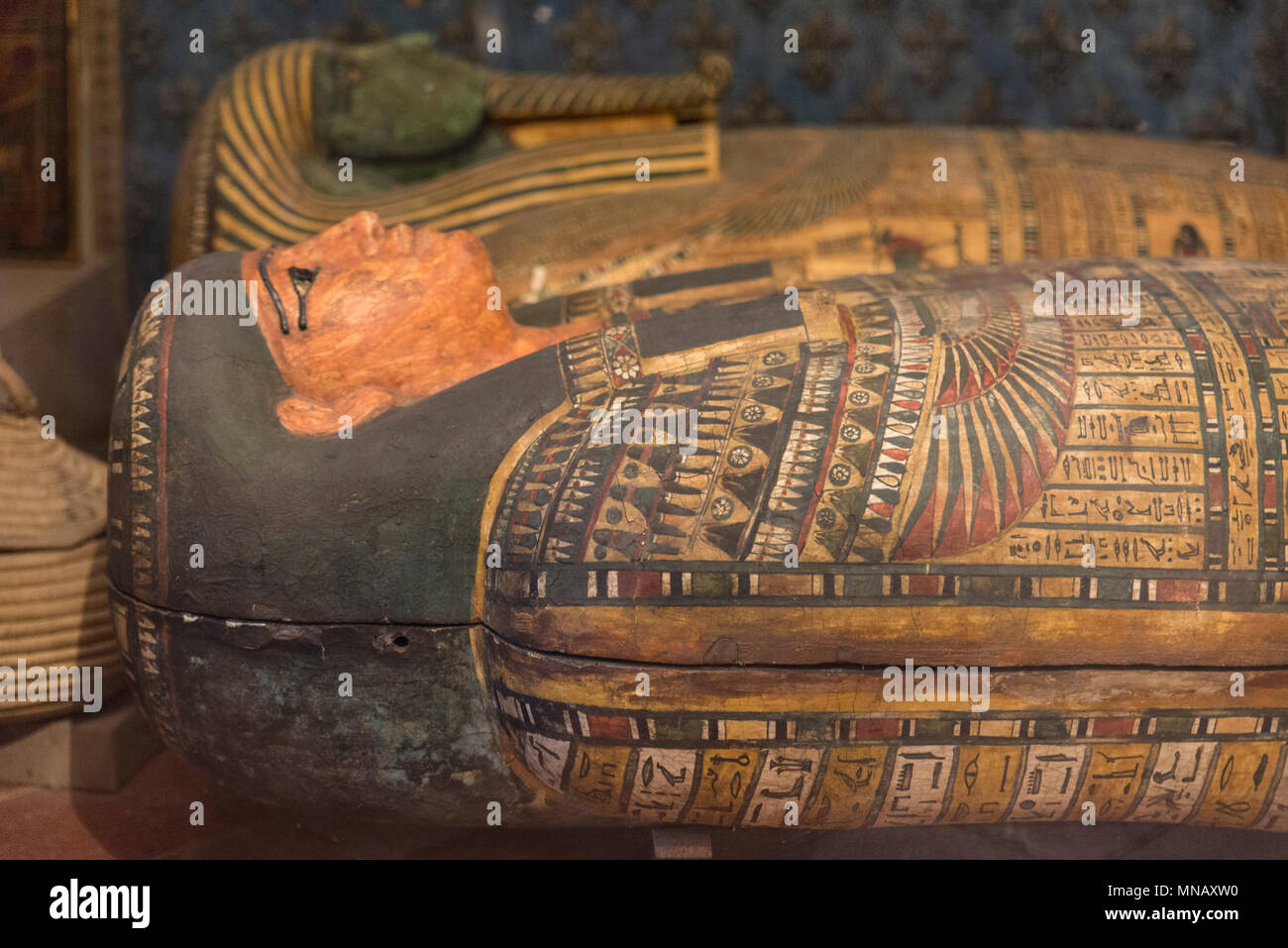 Stibbert Museum, Firenze - Florence - Interior - Egyptian sarcophagus Stock Photo