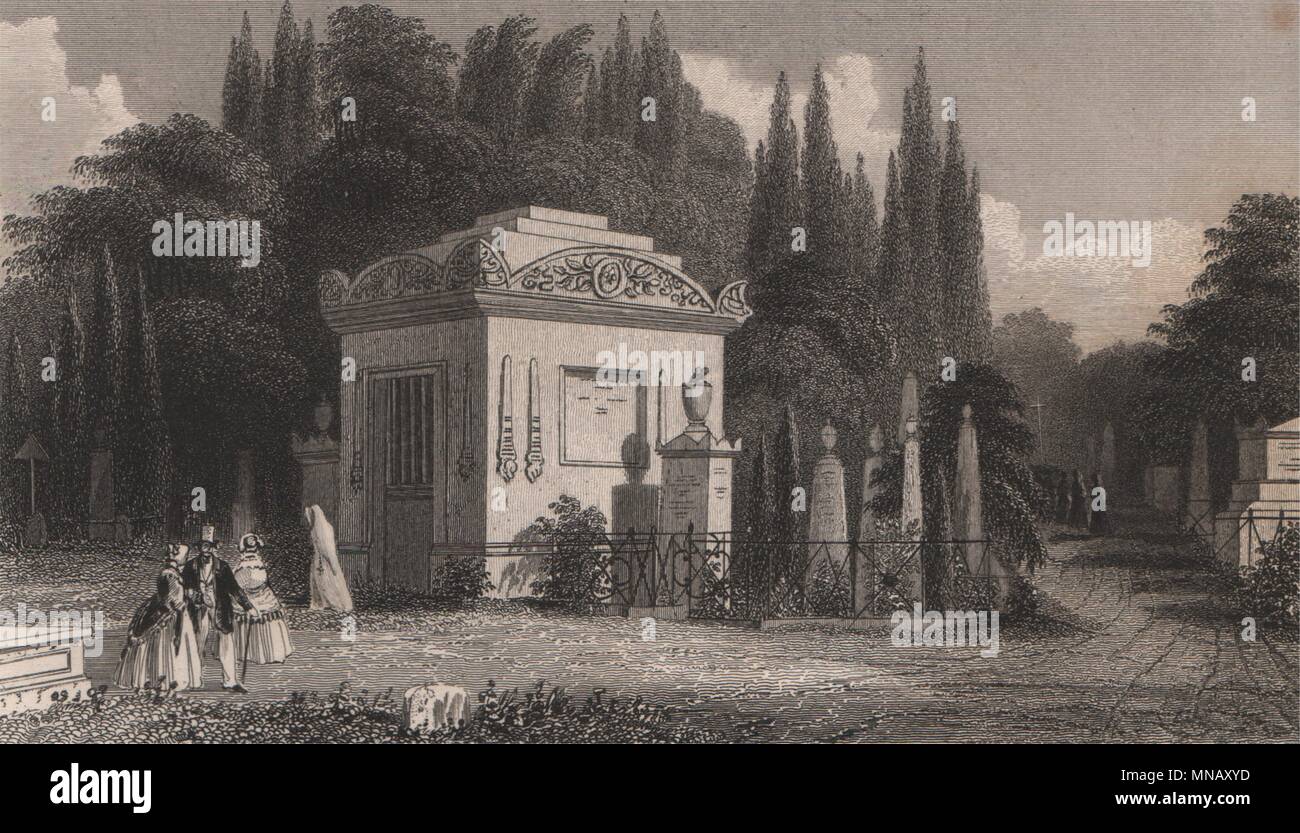 PARIS. Monument, Père Lachaise. BICKNELL 1845 old antique print picture Stock Photo