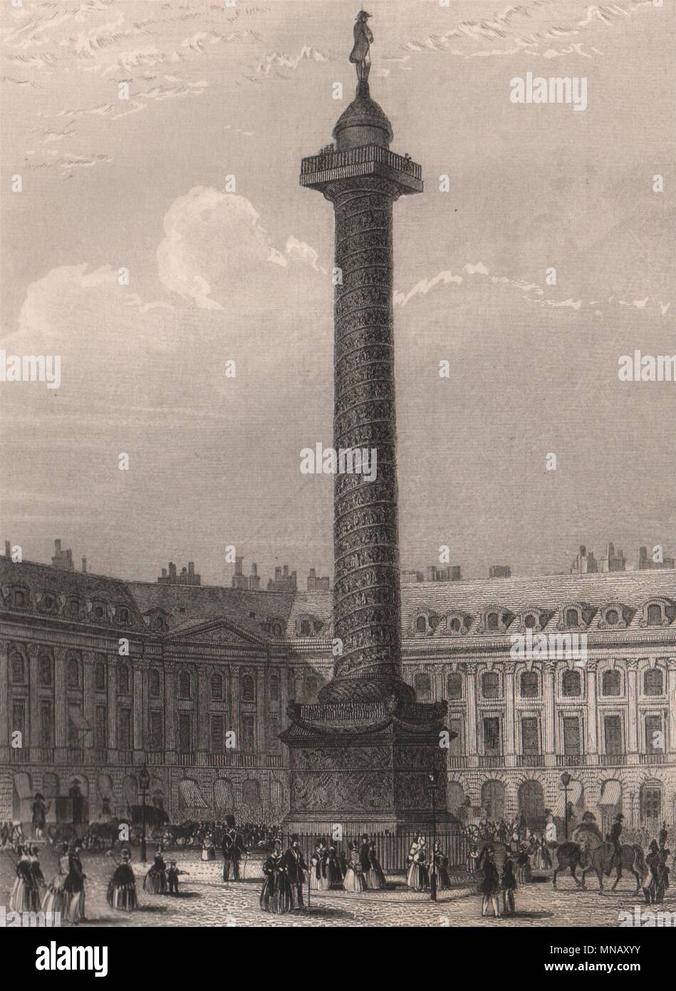 PARIS. Colonne de la Place Vendome. BICKNELL 1845 old antique print picture Stock Photo
