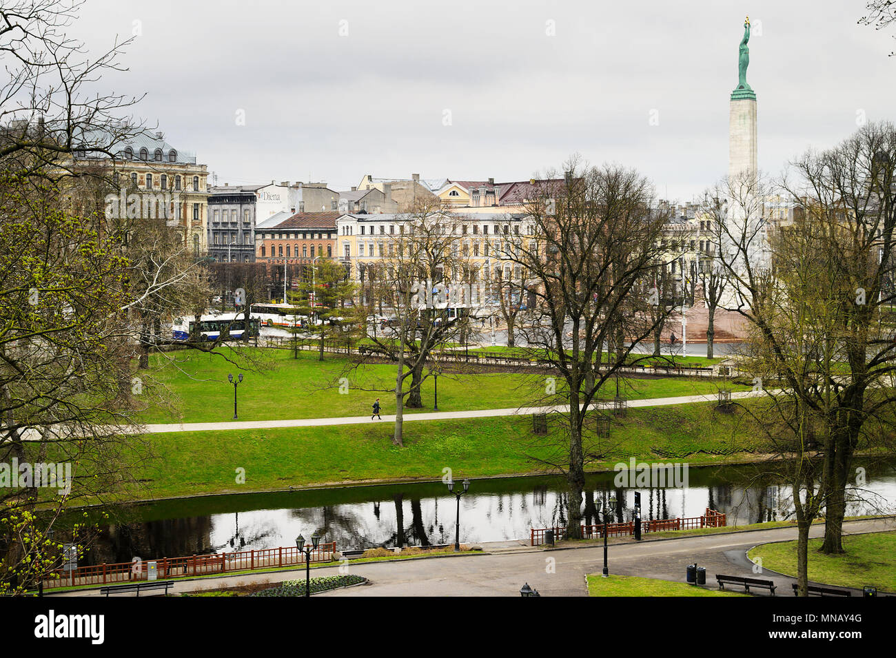 Riga, Latvia. Bastejkalns or Bastejkalna park with view on city canal,  Pilsetas Kanals Stock Photo - Alamy