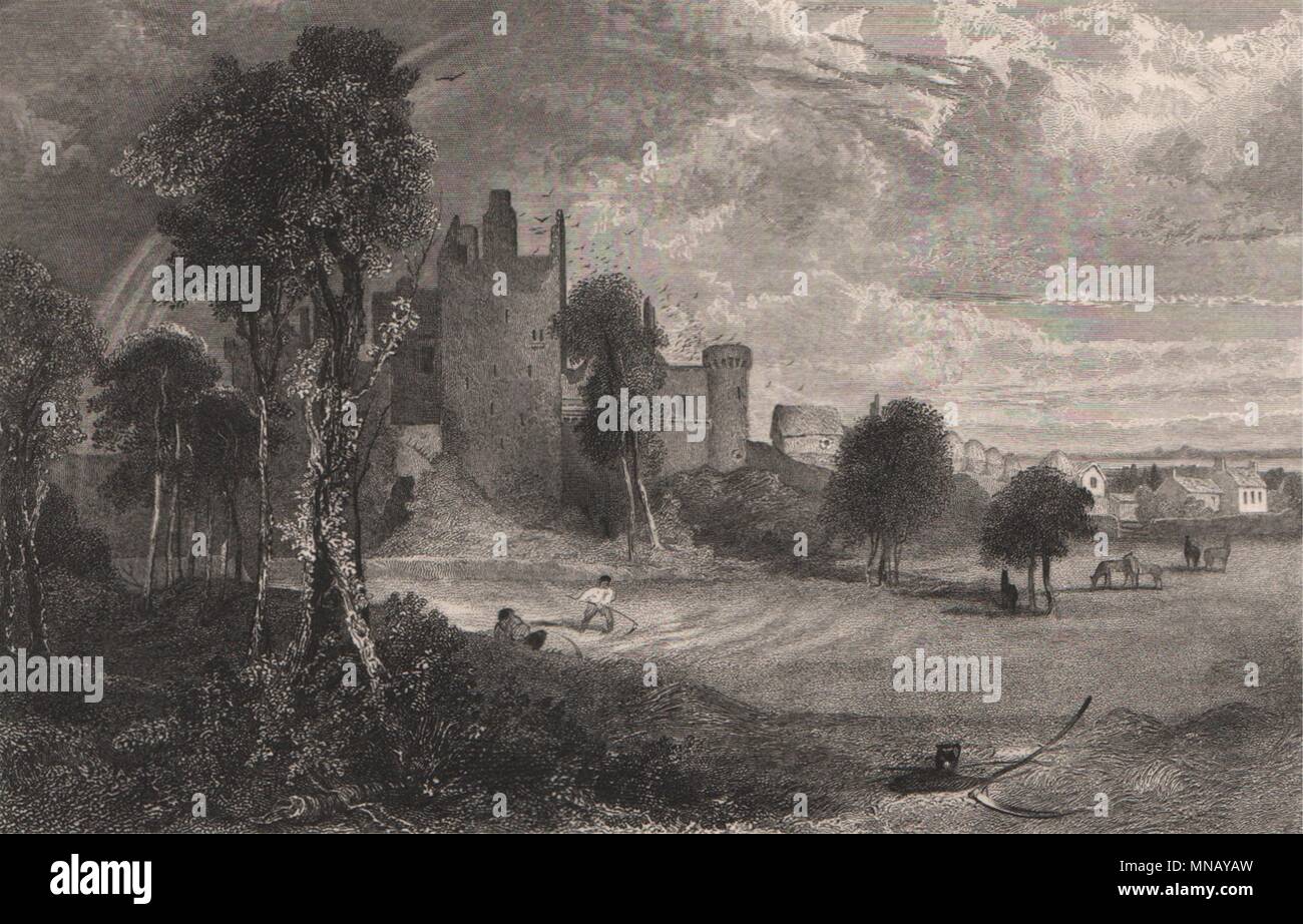 Craigmillar Castle, Edinburgh. Scotland 1845 old antique vintage print picture Stock Photo