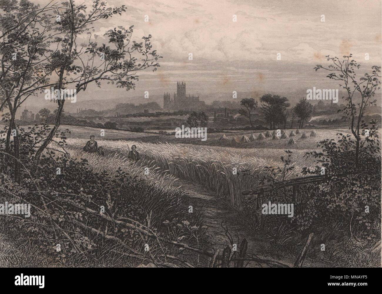 Canterbury, from Harbledown, Kent 1898 old antique vintage print