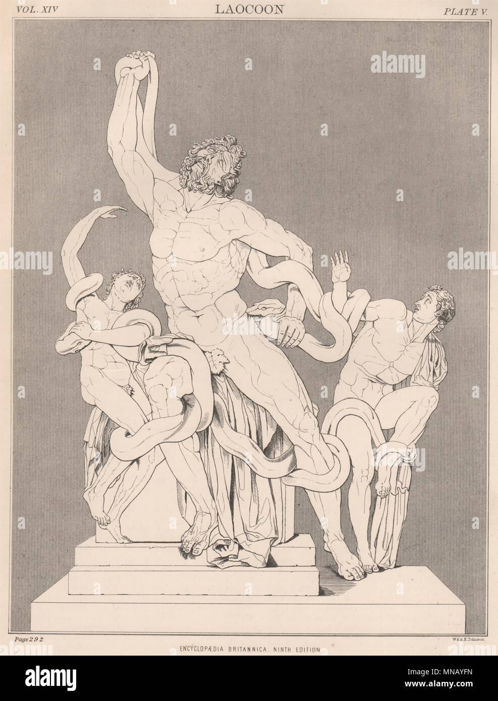 LAOCOON. Laocoön and his Sons statue, in the Vatican 1898 old antique print Stock Photo