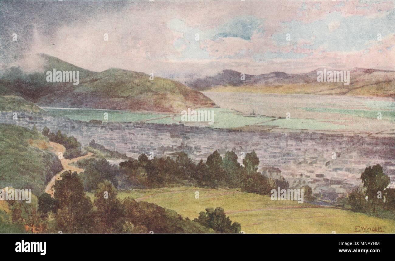Whangaroa Harbour/' by Frank Wright New Zealand 1908 old print /'Waihi Bay