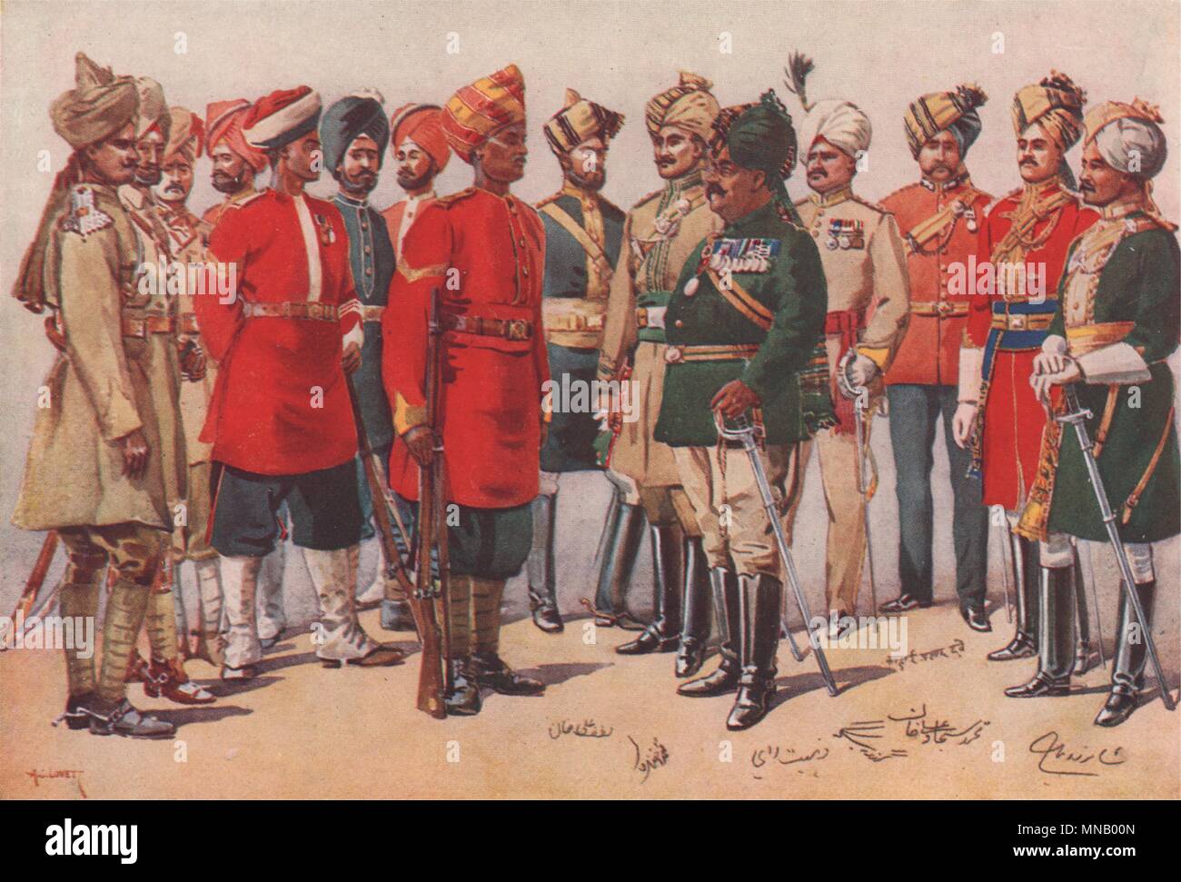'A group of Indian soldiers' by A.C. Lovett. India 1913 antique print Stock Photo