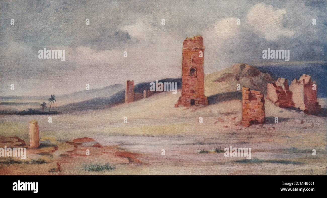 'Mortuary towers, Palmyra' by Margaret Thomas. Syria 1908 old antique print Stock Photo