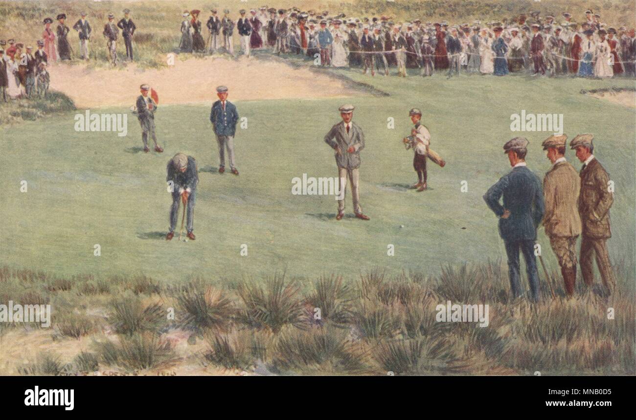 'A Golf Championship' by Percy Spence. Australia 1910 old antique print Stock Photo