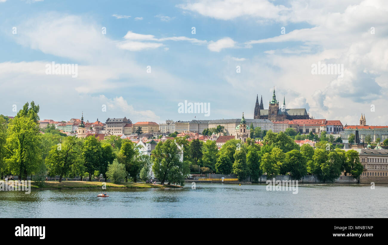 Prague Castle complex and the Vltava river, Czech Republic Stock Photo