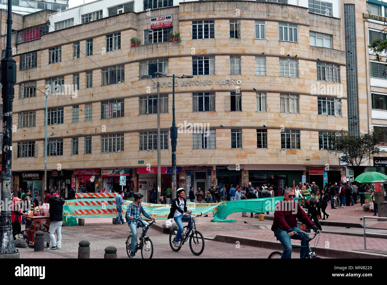 Cyclists on a Bogota Street, Colombia Stock Photo