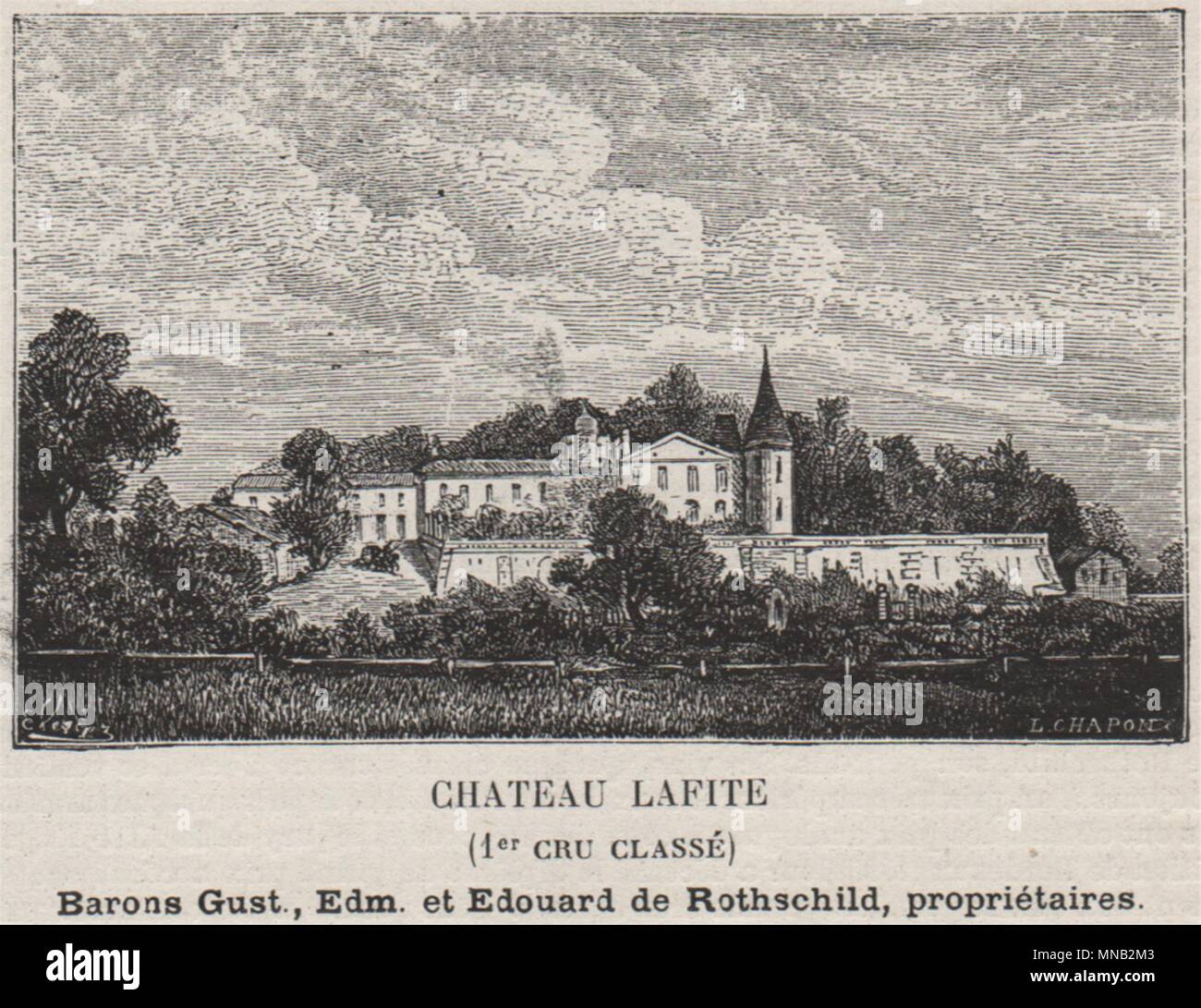 MÉDOC. PAUILLAC. Chateau Lafite (1er Cru Classé). Rothschilds. SMALL 1908 Stock Photo