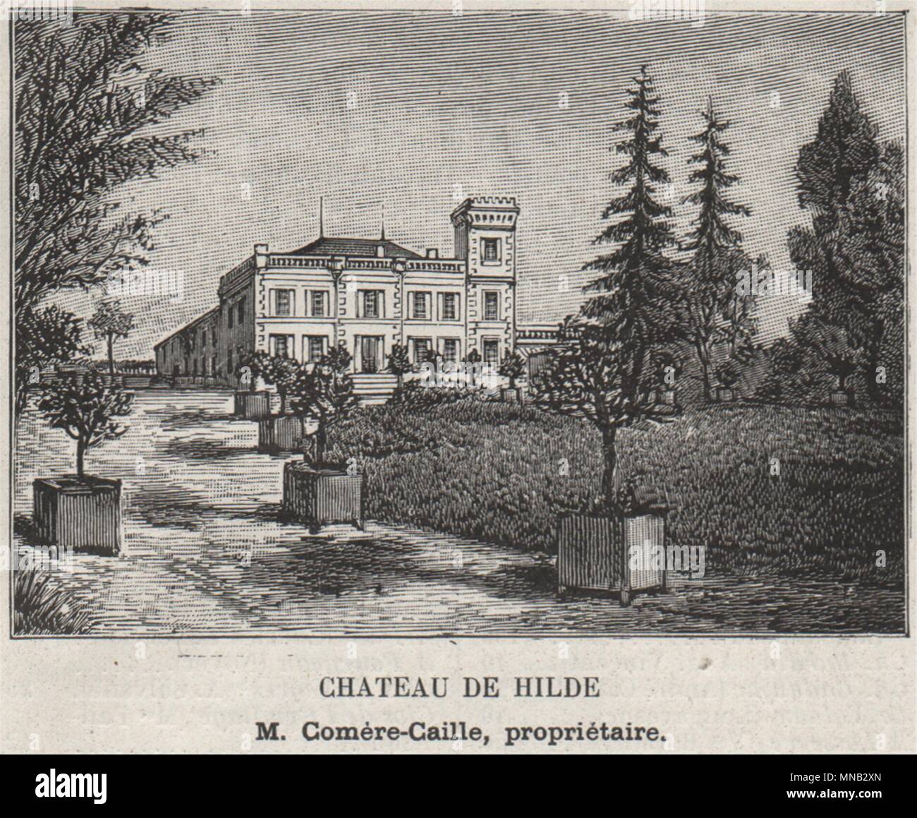 GRAVES. BÉGLES. Chateau de Hilde. Comère-Caille. Bordeaux. SMALL 1908 print Stock Photo