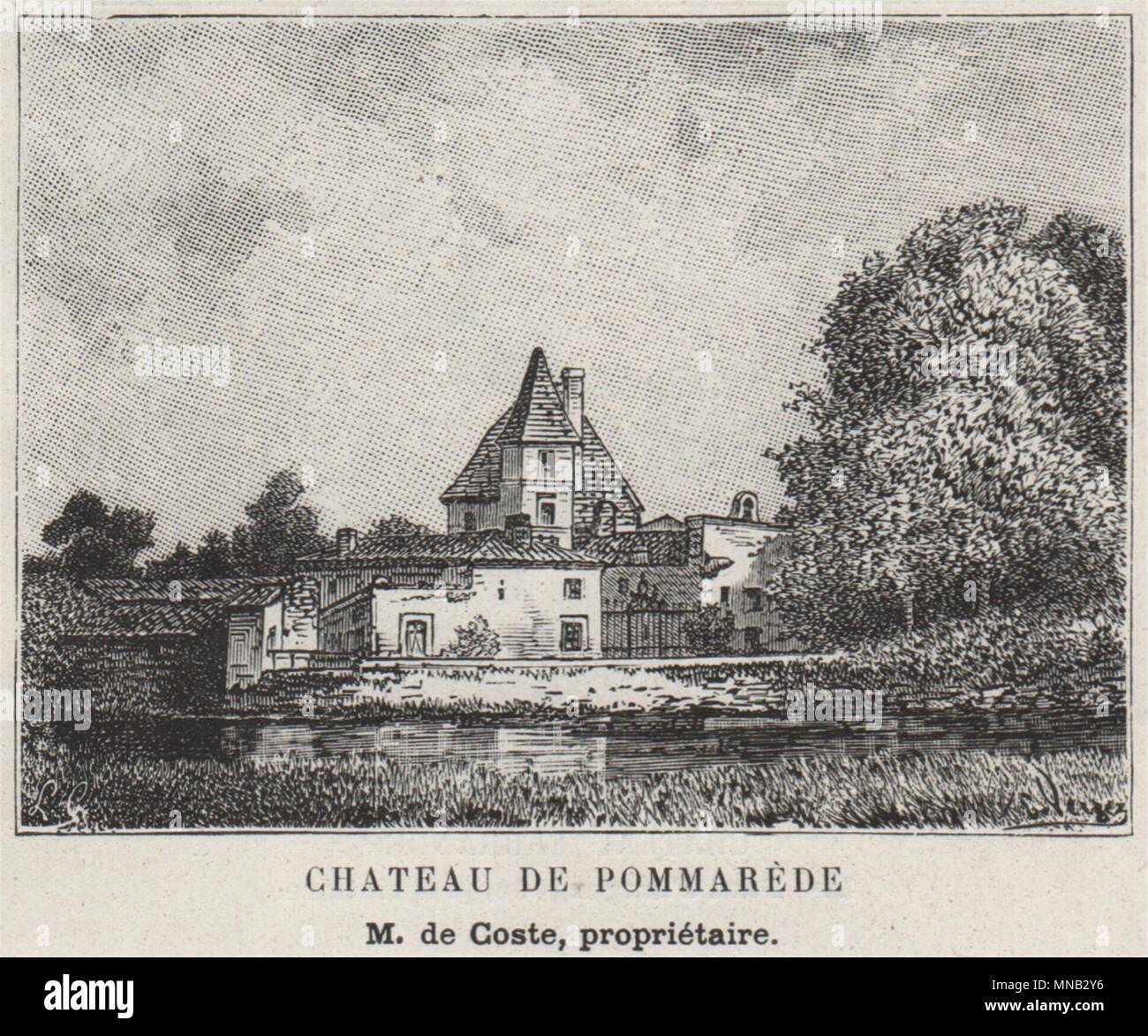 GRAVES. CASTRES. Chateau de Pommarède. Coste. Bordeaux. SMALL 1908 old print Stock Photo