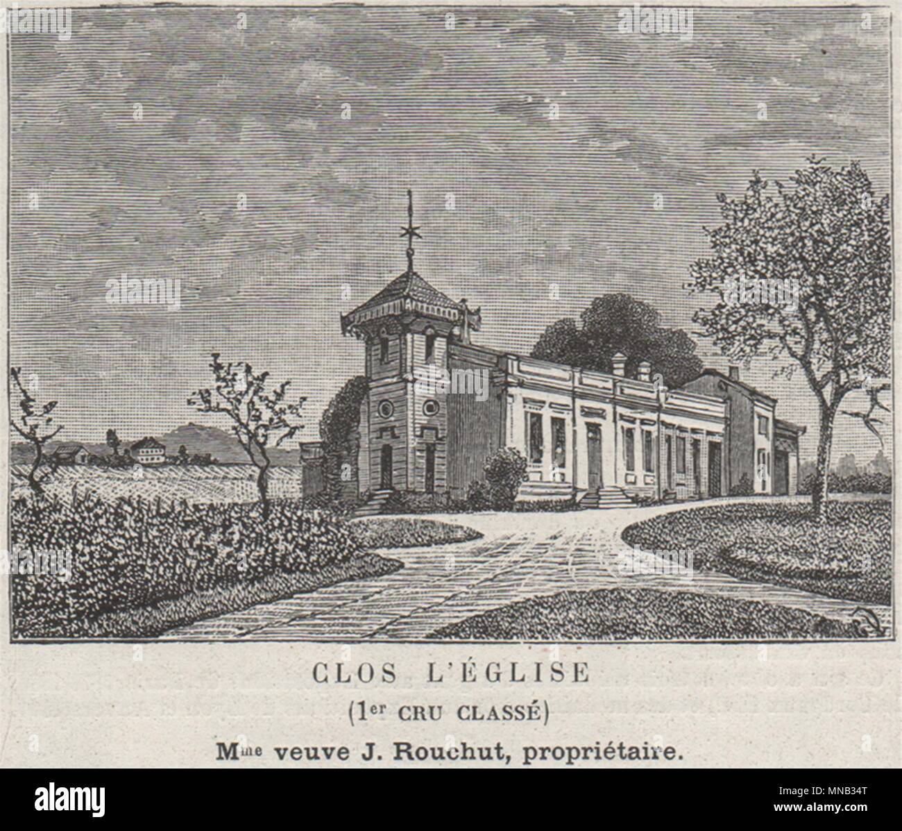 Clos l'Eglise (1er Cru Classé). Rouchut. Bordeaux. SMALL 1908 old print Stock Photo