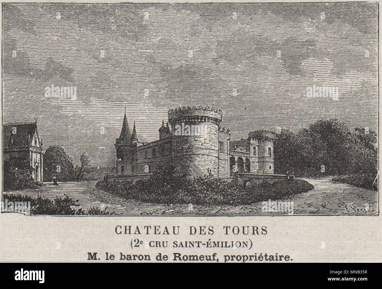 SAINT-GEORGES-DE-MONTAGNE. Chateau des Tours (2e Cru Classé-Émilion). SMALL 1908 Stock Photo