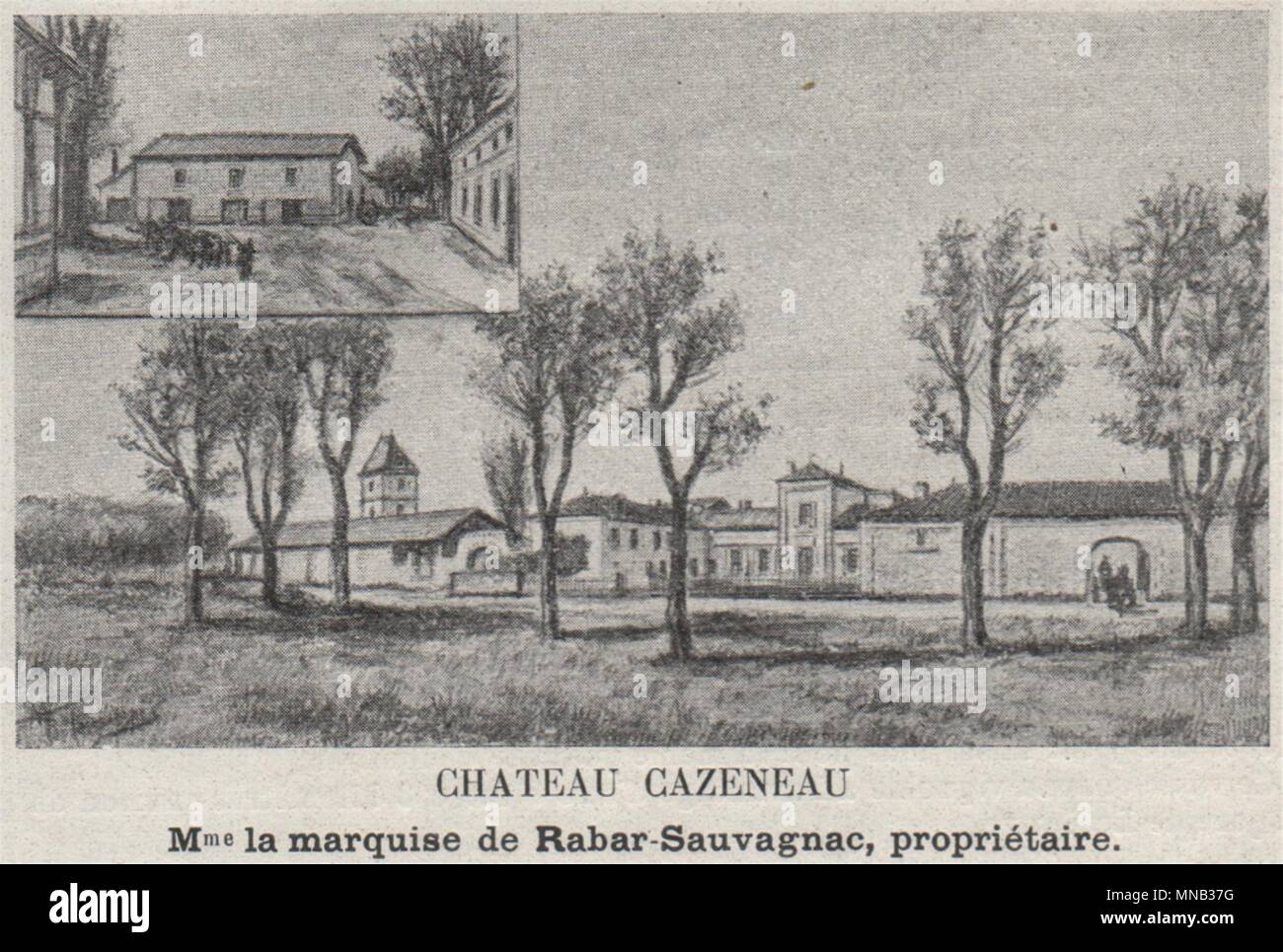 CANTON DE BRANNE. ESPIET, CAMIAC. Chateau Cazeneau. Rabar-Sauvagnac. SMALL 1908 Stock Photo
