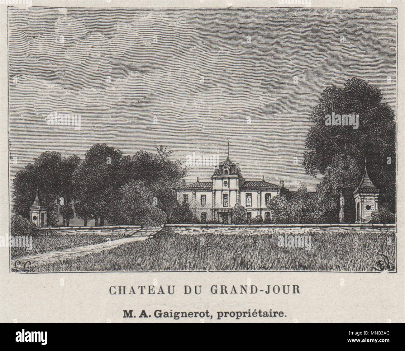 BOURGEAIS. PRIGNAC-ET-CAZELLE. Chateau du Grand-Jour. Gaignerot. SMALL 1908 Stock Photo