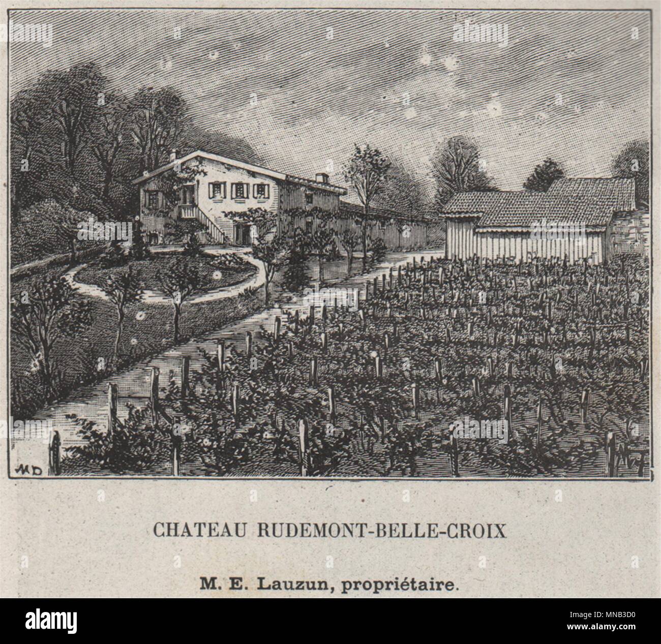 ENTRE-DEUX-MERS. FLOIRAC. Chateau Rudemont-Belle-Croix. Lauzun. SMALL 1908 Stock Photo