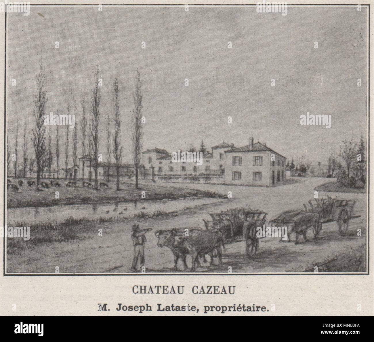 ENTRE-DEUX-MERS. DAUBÈZE, GORNAC. Chateau Cazeau. Lataste. Bordeaux. SMALL 1908 Stock Photo