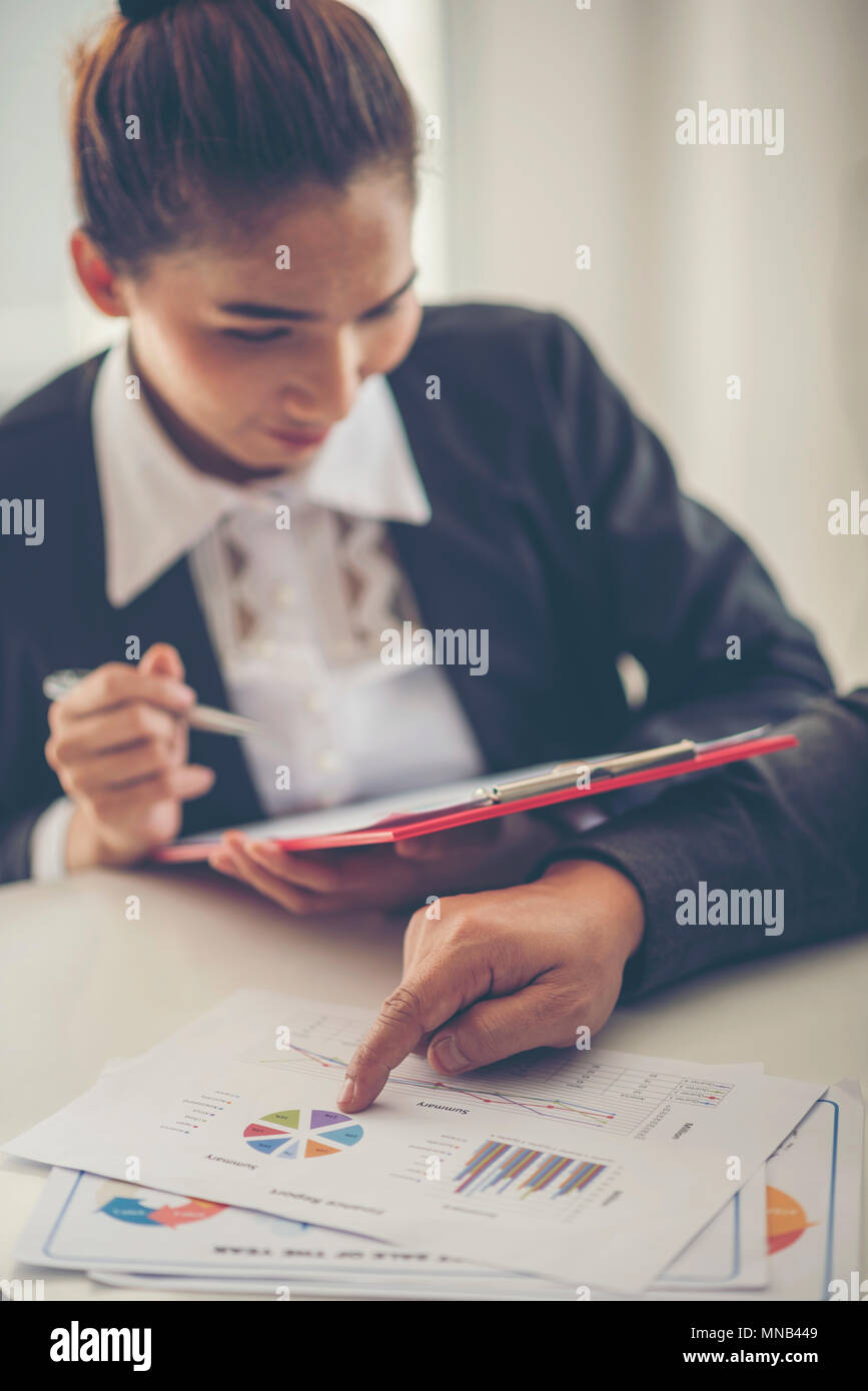 business conference presentation with team training flipchart office Stock Photo