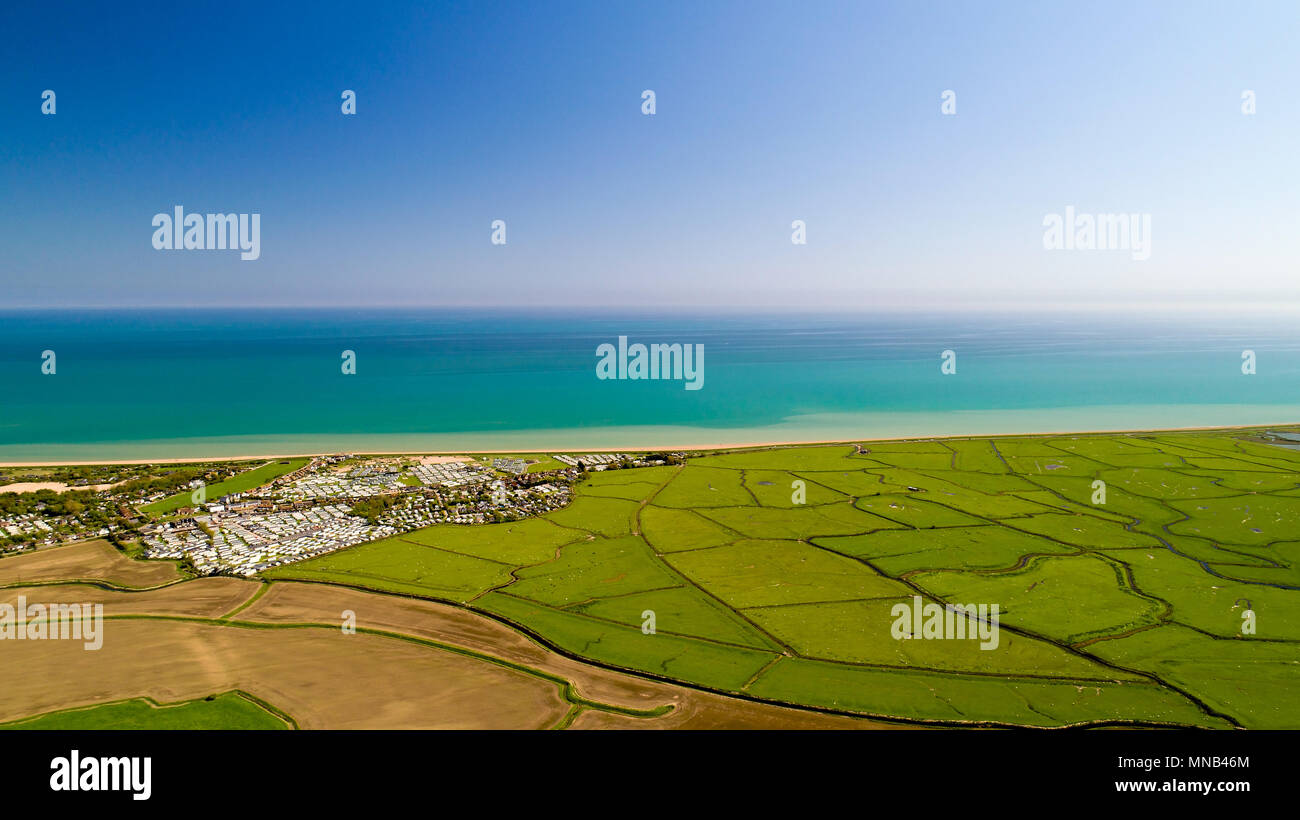 Aerial photo of Winchelsea beach in the East Sussex, England Stock Photo