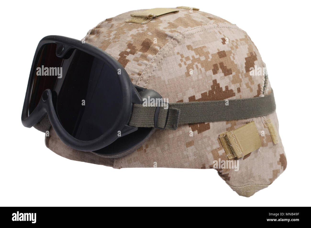 us marines kevlar helmet with desert camouflage cover and protective