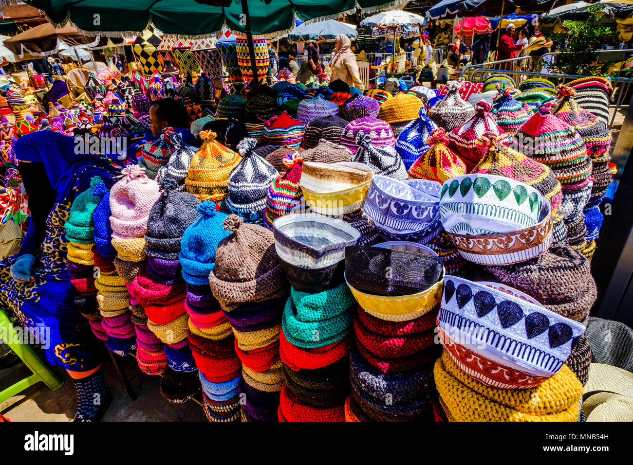 Arts and crafts for sale in the medina in Marrakech, North Africa Stock Photo
