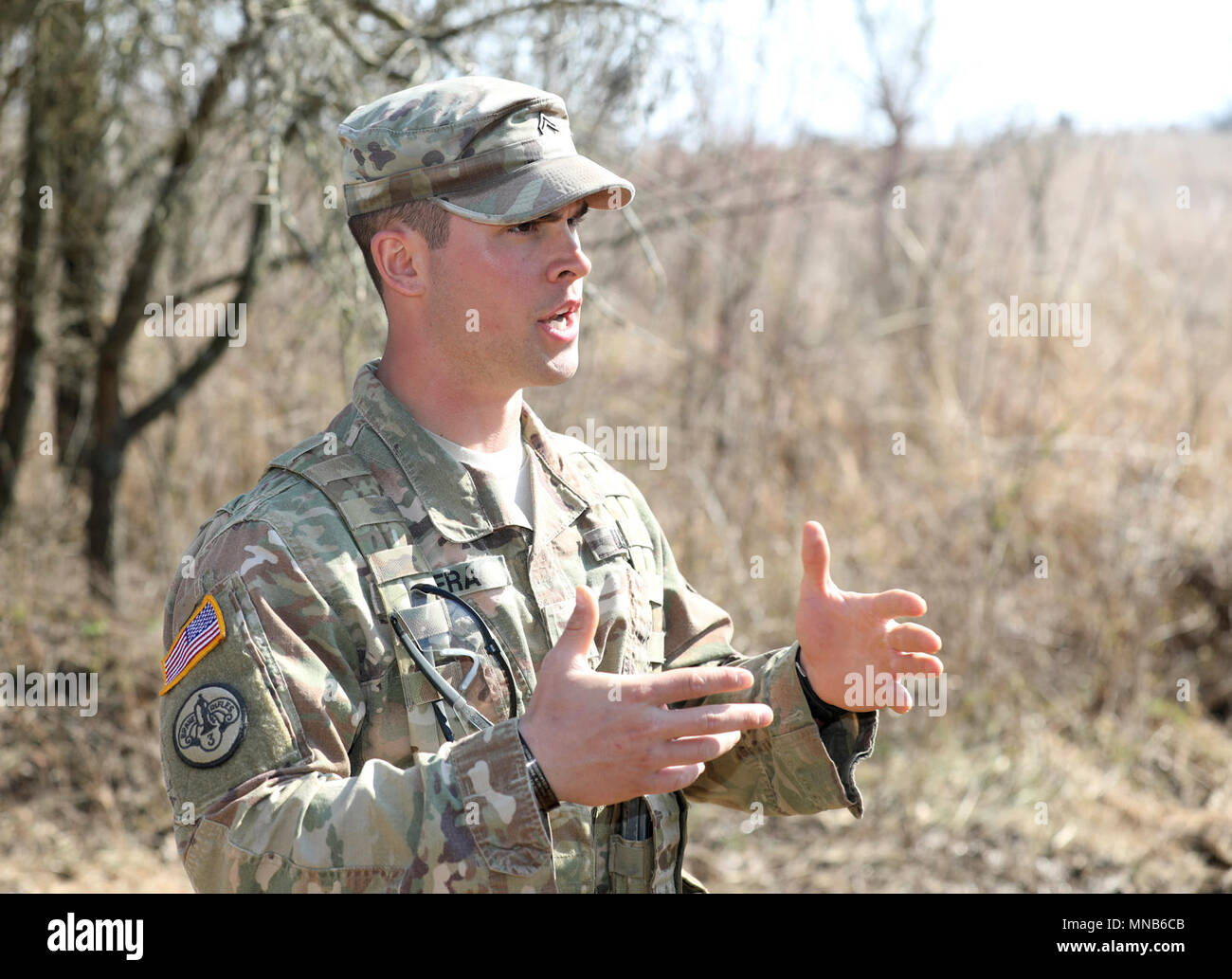 A U.S. Army Soldier with the 78th Training Division, instructs Soldiers in squad tactics during the Combat Support Training Exercise (CSTX)  78-18-03 at Fort Knox, Kentucky, March 15, 2018. CSTX 78-18-03 is a training exercise that ensures America's Army Reserve units and Soldiers are trained and ready to deploy on short-notice and bring capable, combat-ready and lethal firepower in support of the Army and our joint partners anywhere in the world.  (U.S. Army Reserve Stock Photo
