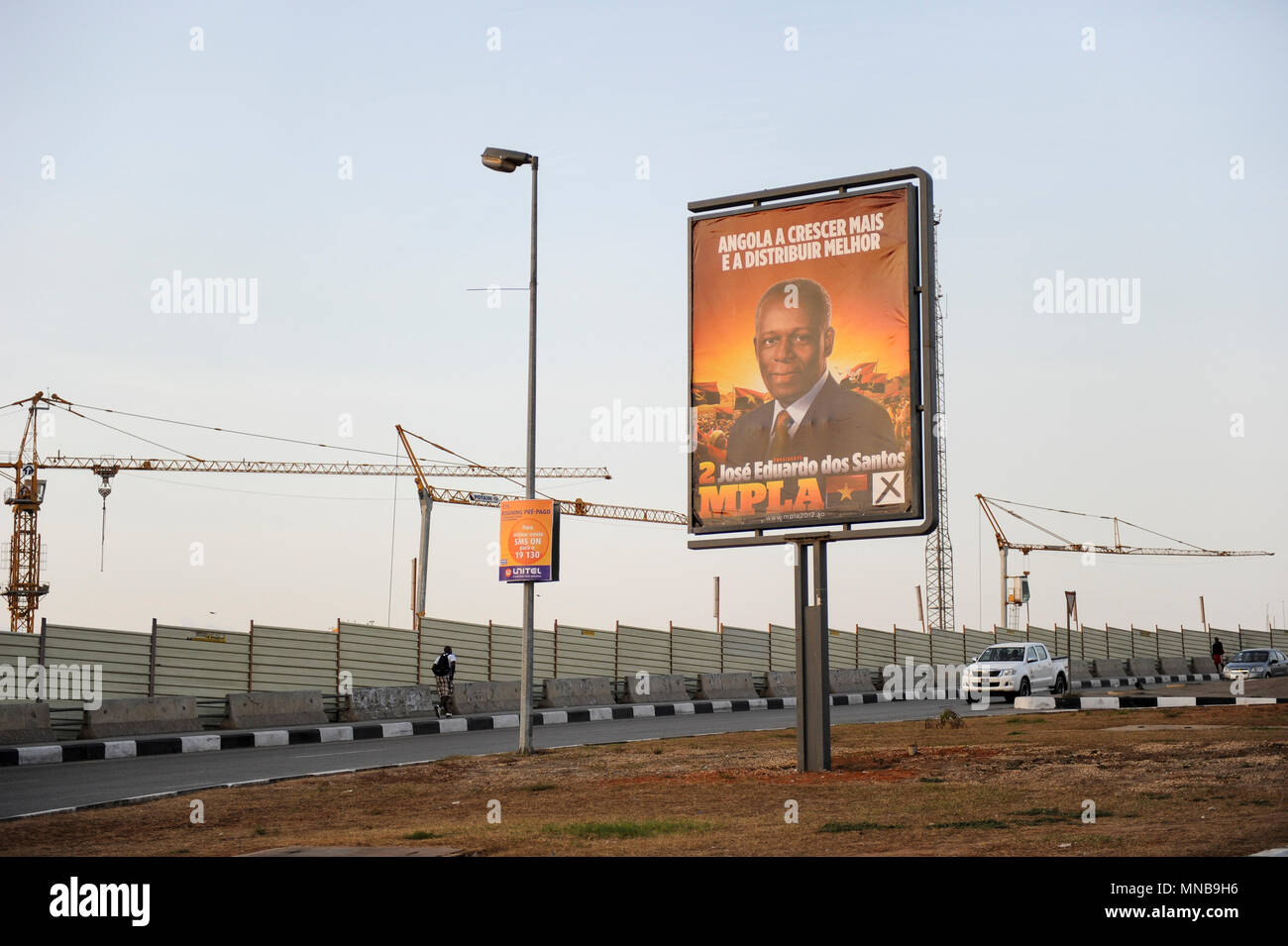 ANGOLA Luanda, election poster of MPLA leader Jose Eduardo dos Santos Stock Photo