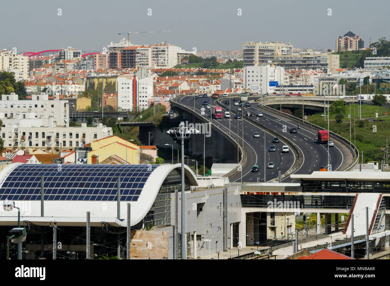 General view of the area surrounding Sete Rios raiilway station, Lisbon, Portugal Stock Photo