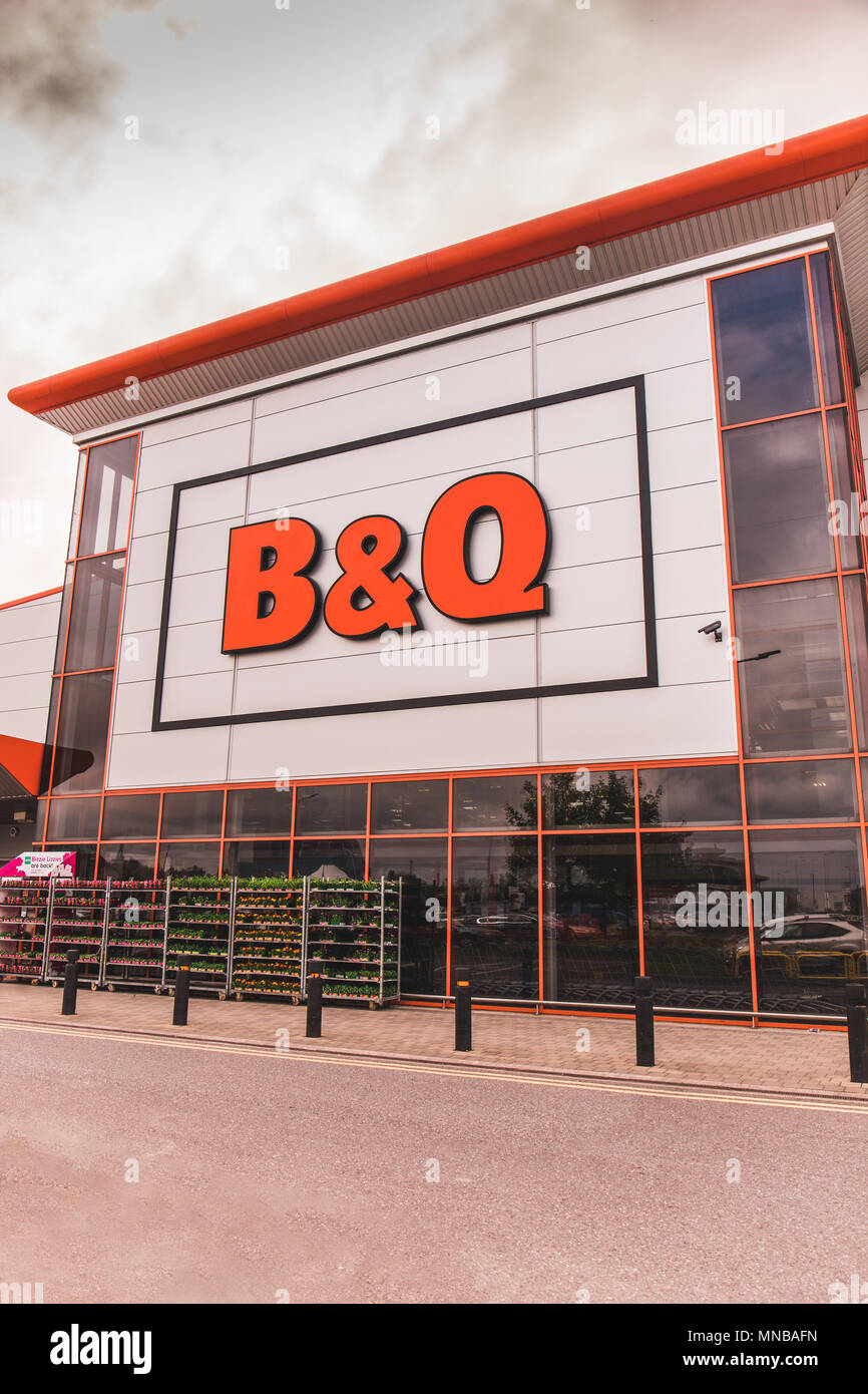 May 15th, Cork, Ireland - B and Q at Mahon Point shopping centre, a warehouse-like chain for DIY, decorating and gardening supplies, plus some home fu Stock Photo